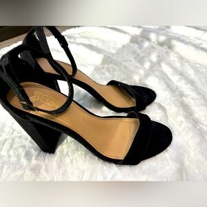 Brash Black Navy Faux Ankle High Heels